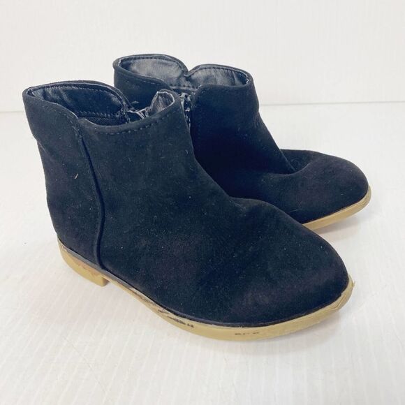 Cat & Jack Black Zip Up Booties Sz 7 - Picture 2 of 7